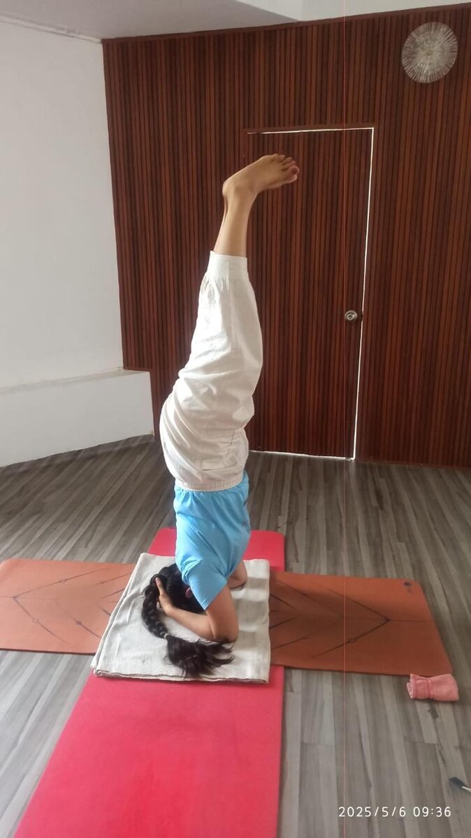 Yoga pose demonstration at YogStudio Kharghar