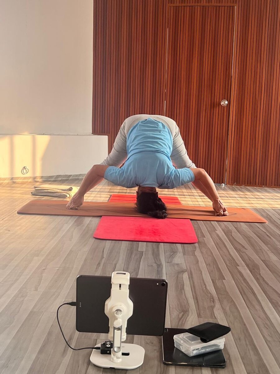 Yoga pose demonstration at YogStudio Kharghar
