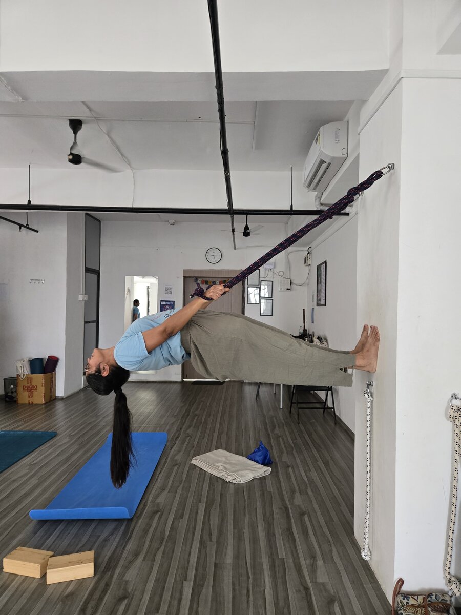 Yoga pose demonstration at YogStudio Kharghar