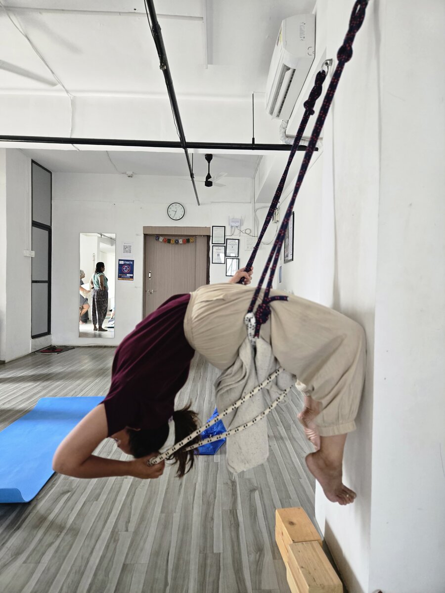 Yoga pose demonstration at YogStudio Kharghar