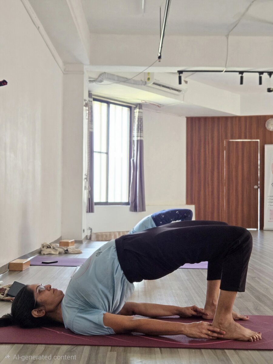 Yoga pose demonstration at YogStudio Kharghar