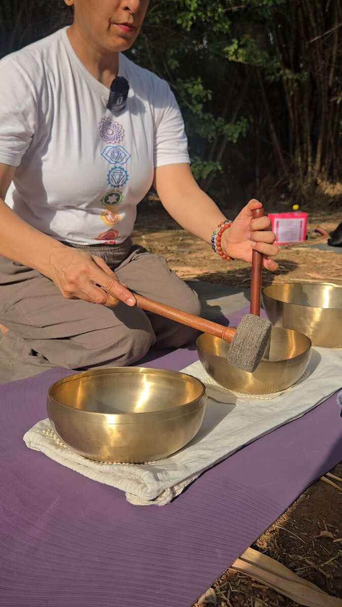 Outdoor sound healing session with YogStudio